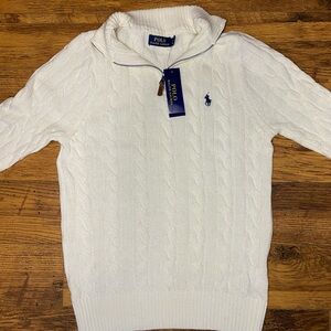 Polo by Ralph Lauren Men's Cream Zip-Up Sweater